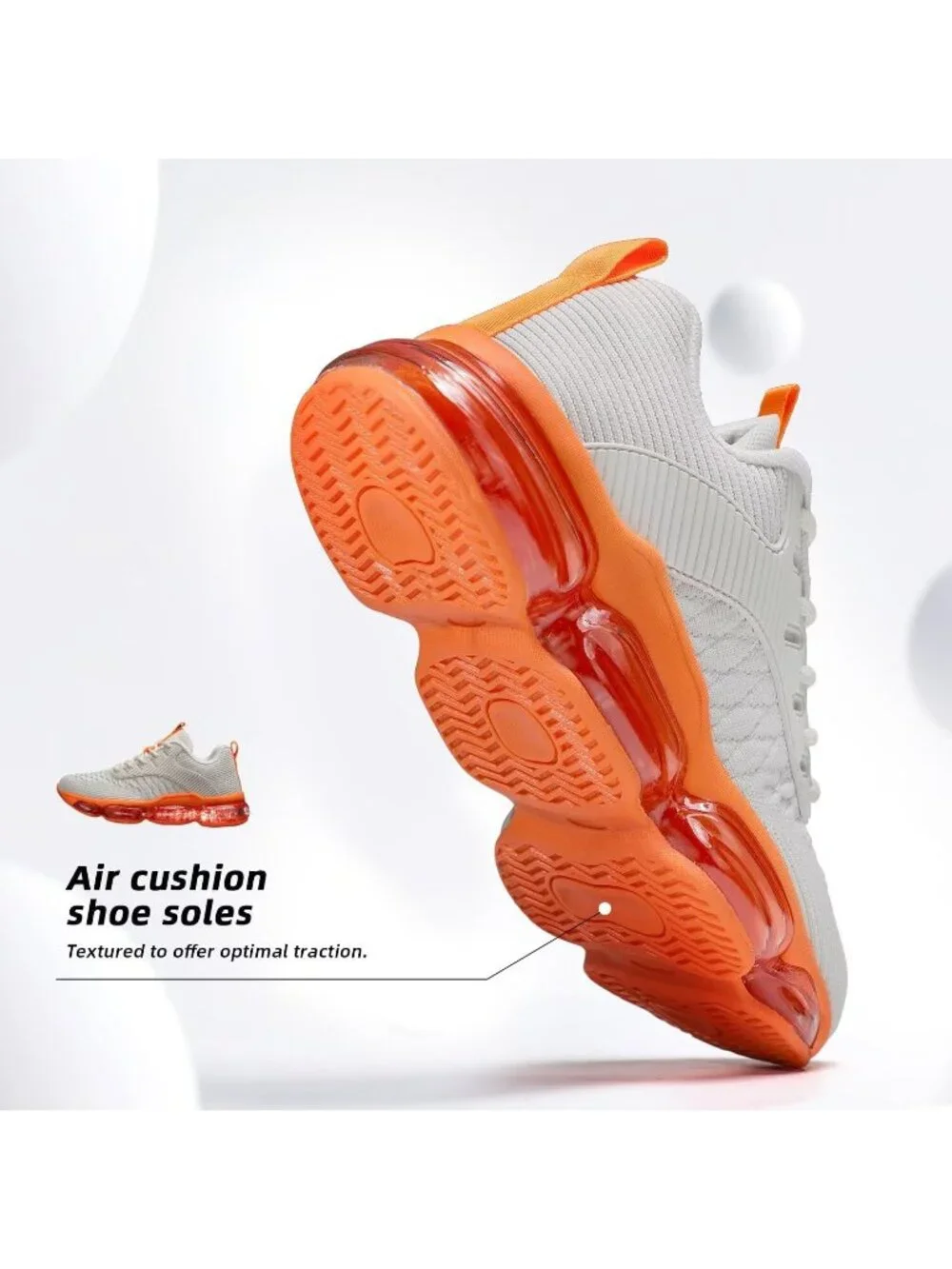 🆕Women's Beige Orange Walking Running Shoes Air Cushion Breathable Sneakers